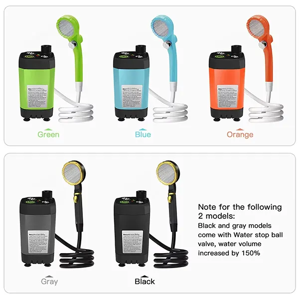 DutyShower Portable Camping Shower Pump – 6000mAh / 7800mAh, Full-Screen Intelligent Display, Outdoor Shower Kit