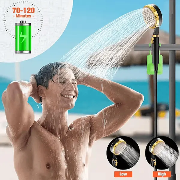 DutyShower Portable Camping Shower Pump – 6000mAh / 7800mAh, Full-Screen Intelligent Display, Outdoor Shower Kit