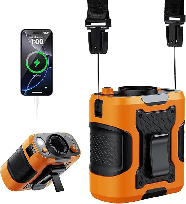 ChillBelt 5-in-1 Wearable Waist Fan – 100 Speeds, 12M/S, 24H Battery, Digital Display & Clip-on Light
