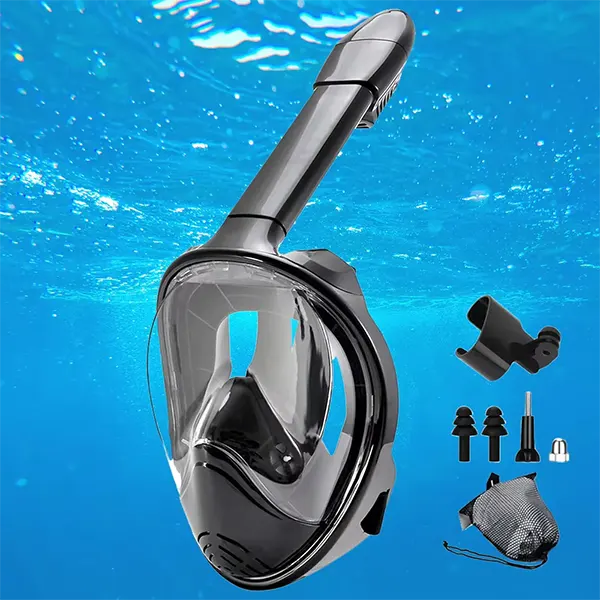 SnorkMask Full Face Snorkel Mask – 180° Panoramic View, Anti-Fog & Anti-Leak, Camera Mount, Foldable Snorkeling Set for Adults