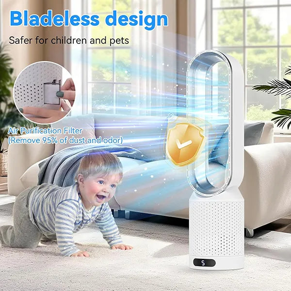 FamiBla Bladeless Fan 20" – Cooling Fan with Air Purification, 8 Speeds & Remote