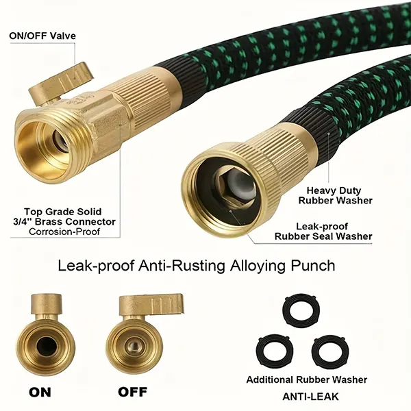 GarHose 100FT Premium Garden Hose – Stainless Steel & Expandable, Solid Brass Connectors, 10-Function Spray Nozzle, Commercial & Residential