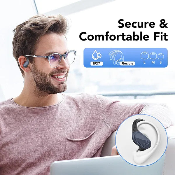 N5 UmiBuds Gym Earbuds – Wireless Bluetooth Earphones with LED Display, Earhook, IPX7 Waterproof, Deep Bass for Sport & Running