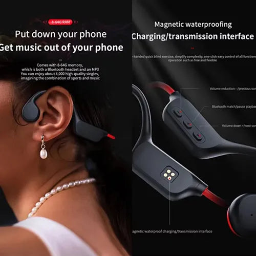Rivoni Running Headphones – Bluetooth Bone Conduction, Open-Ear, Waterproof