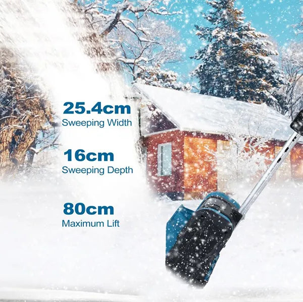 SnowQick Cordless Electric Snow Shovel – 10" Width, 6" Depth, 20FT Throw, Telescopic Pole