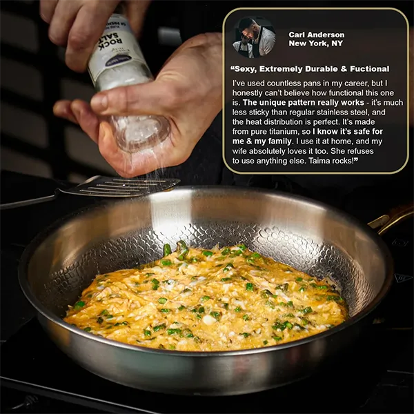 TetsuP6 Pure Titanium Frying Pan – Chef-Grade Hammered Skillet | PFAS/PFOA/PTFE-Free | Induction & Oven-Safe