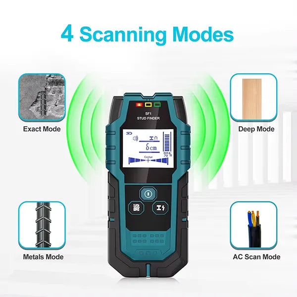 DXFind 5-in-1 Stud Finder Wall Scanner – Pro Smart Sensor, HD LCD Display, Audio Alarm for Studs, Metal, AC Wire & Pipe