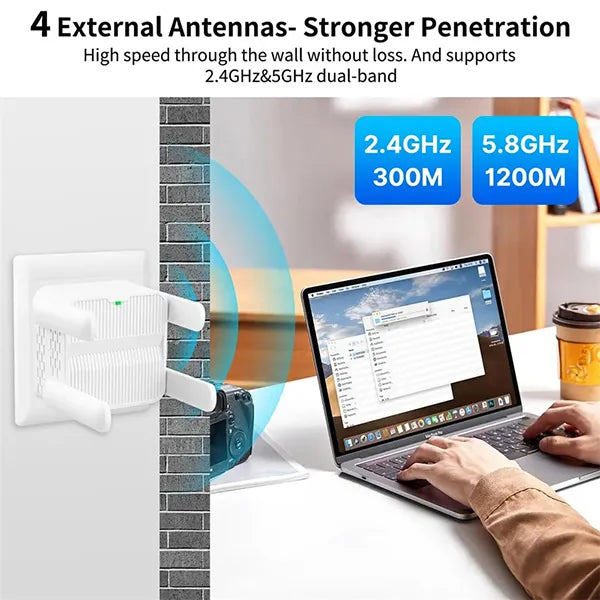 WifiRo X6 WiFi 6 Extender – Dual Band 2.4G/5GHz Signal Booster & Repeater for Long Range Coverage
