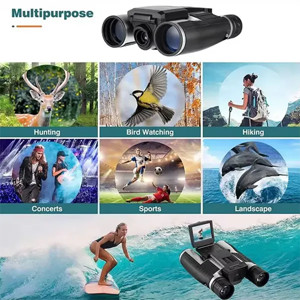 CamBino Digital Binoculars with Camera – 48MP, 2.5K Video, 8X Zoom, 2.4" LCD, IPS Anti-Glare, 32GB SD Card for Birdwatching & Travel