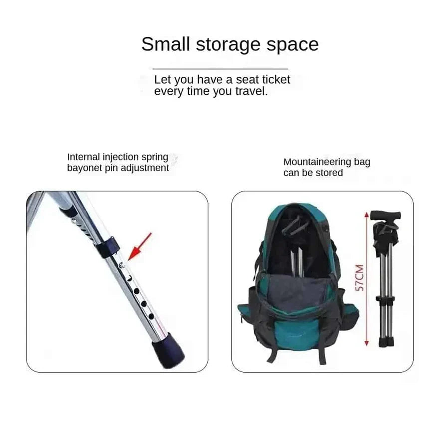 YasuSeat Walking Stick With Seat – Foldable Lightweight Cane for Seniors & Adults