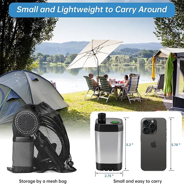 DutyShower Portable Camping Shower Pump – 6000mAh / 7800mAh, Full-Screen Intelligent Display, Outdoor Shower Kit