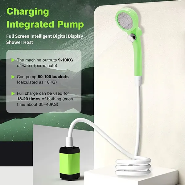 DutyShower Portable Camping Shower Pump – 6000mAh / 7800mAh, Full-Screen Intelligent Display, Outdoor Shower Kit
