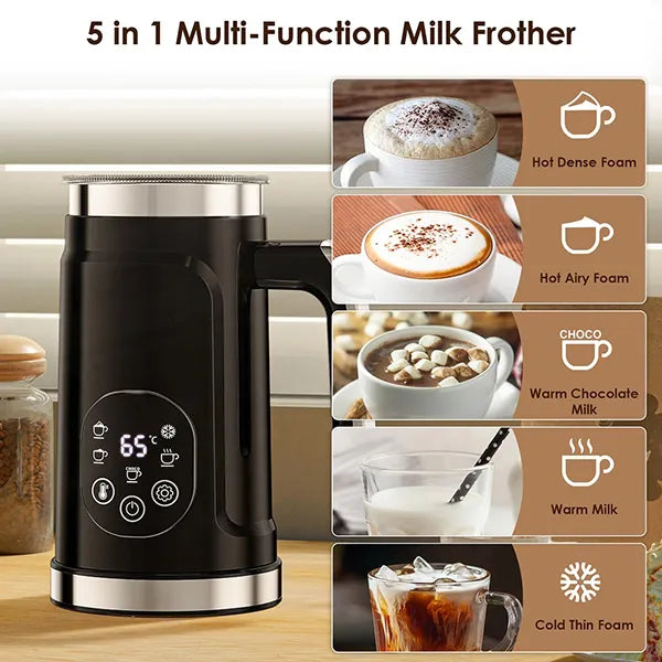 ChoMiz 4-in-1 Electric Milk Frother & Hot Chocolate Maker – Hot & Cold Foam, Latte, Cappuccino