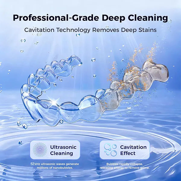 N3DomiX Denture Dome – 52kHz Ultrasonic Cleaner with UV Sterilizer | 200ML Wireless Cleaning Pod