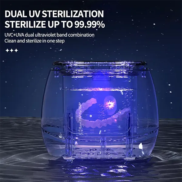 N3DomiX Denture Dome – 52kHz Ultrasonic Cleaner with UV Sterilizer | 200ML Wireless Cleaning Pod