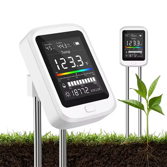 Famipheer X2 6-in-1 Soil pH Tester – Rechargeable Digital Meter with LCD Display for pH, Moisture, Temperature, Sunlight & Fertility