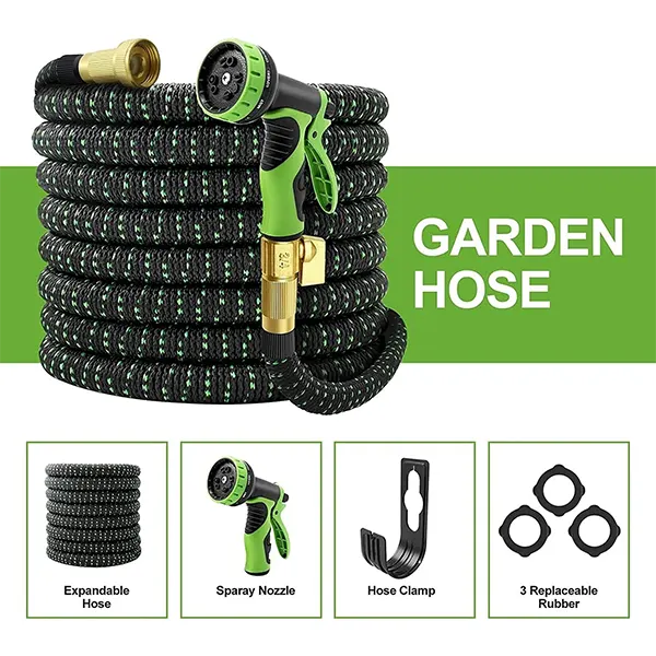 GarHose 100FT Premium Garden Hose – Stainless Steel & Expandable, Solid Brass Connectors, 10-Function Spray Nozzle, Commercial & Residential
