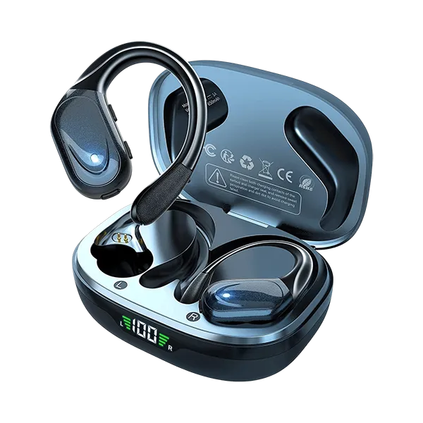 MaxSound Wireless Running Earbuds – Bluetooth, LED Display, Earhook, IPX7 Waterproof, Deep Bass HD Stereo for Gym & Sport