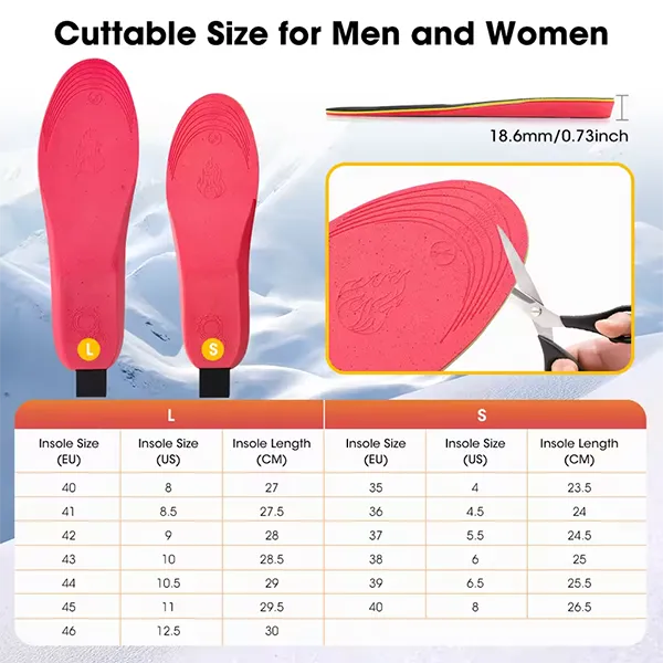 KaenSole Rechargeable Heated Insoles – App-Controlled Electric Foot Warmers for Men & Women