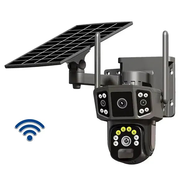 HomiSol 4K Solar Security Camera – PTZ WiFi & 4G, 360° View, Dual Lens, PIR Motion Detection & Built-in Battery