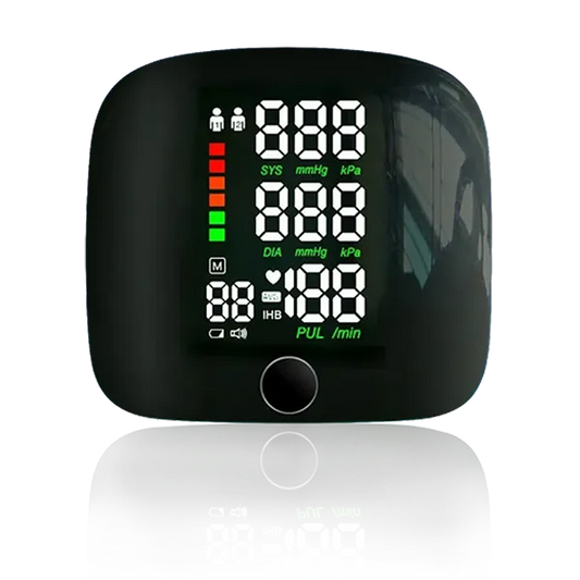 MoniAdam Wrist Blood Pressure Monitor – Touch Screen, 3-Colour Display, Dual-User Memory & Voice Broadcast