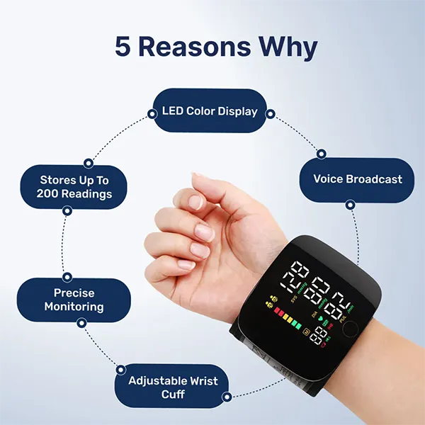 MoniAdam Wrist Blood Pressure Monitor – Touch Screen, 3-Colour Display, Dual-User Memory & Voice Broadcast