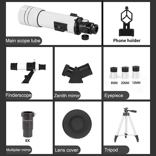 DeliTele 70mm Astronomy Telescope – Portable Stargazing Telescope for Kids, Beginners & Adults with Backpack & Adjustable Tripod