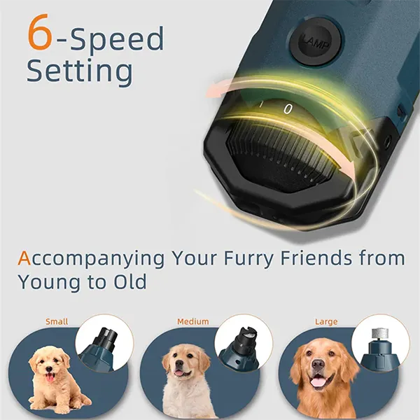 Tonel Pampy Dog Nail Grinder – 6-Speed Rechargeable Electric Nail Trimmer, Super Quiet, Painless Grooming for Small, Medium & Large Dogs