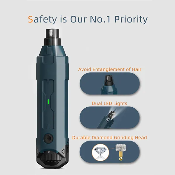 SukiPaw 6-Speed Dog Nail Grinder – Super Quiet Rechargeable Electric Nail Trimmer for Dogs