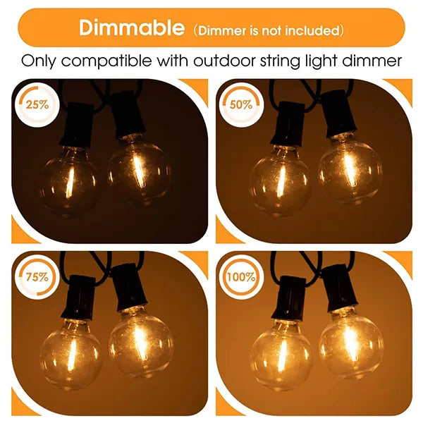 TiLights Outdoor Solar String Lights – Waterproof Connectable Edison Bulb Hanging Lights for Backyard, Porch & Party Decor