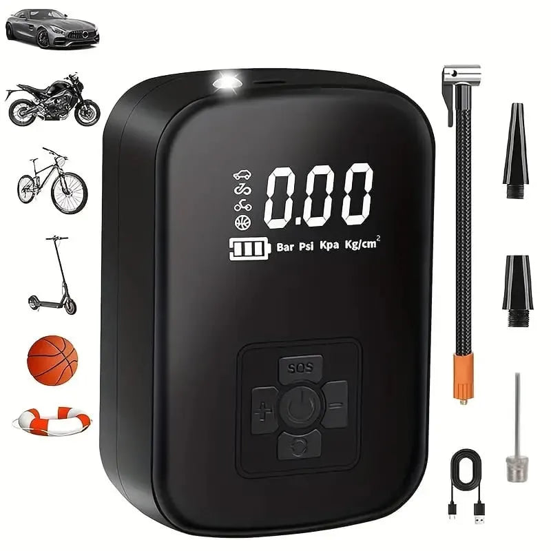 Voltire Portable Tire Inflator – 100W Wireless Air Pump, 3–150 PSI, 3600mAh Battery
