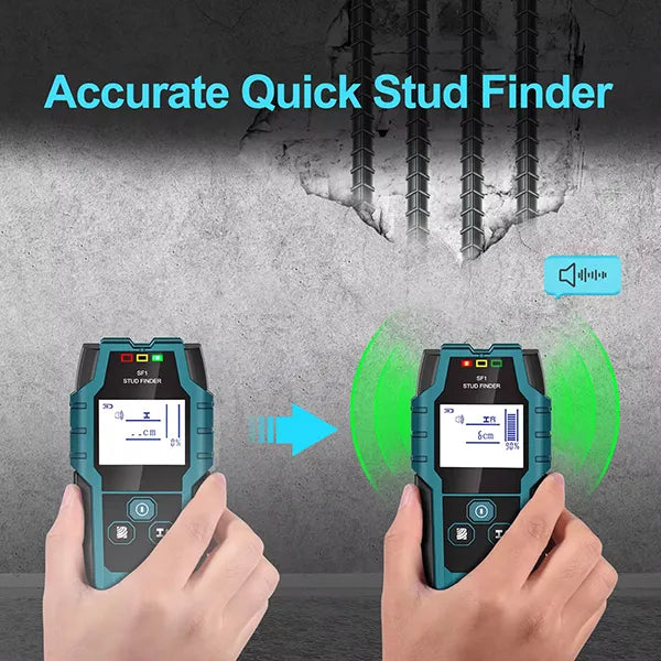WallDetec Stud Detector – 5-in-1 Pro Smart Sensor with Audio Alarm & HD LCD Display