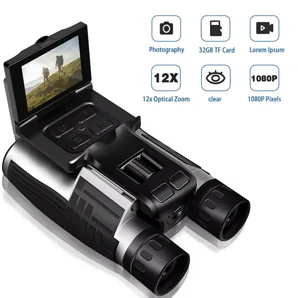 CamBino Digital Binoculars with Camera – 48MP, 2.5K Video, 8X Zoom, 2.4" LCD, 32GB SD Card Included