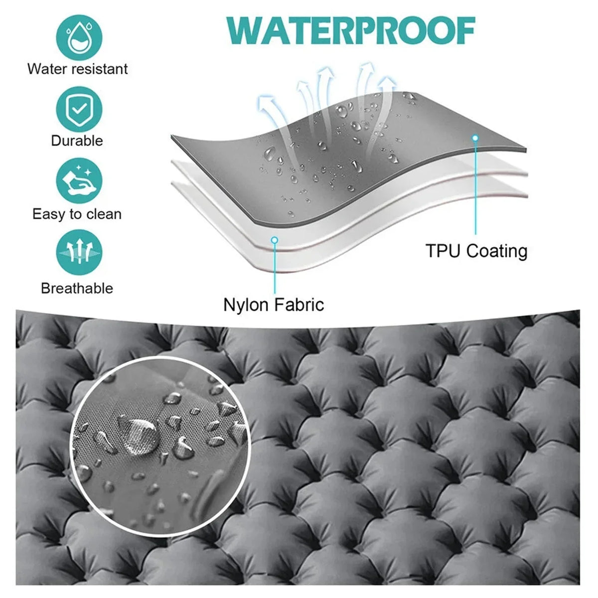 TuxaCusi Double Camping Sleeping Pad – Inflatable Air Mattress with Pillows, Foot Pump, 440 LBS Support