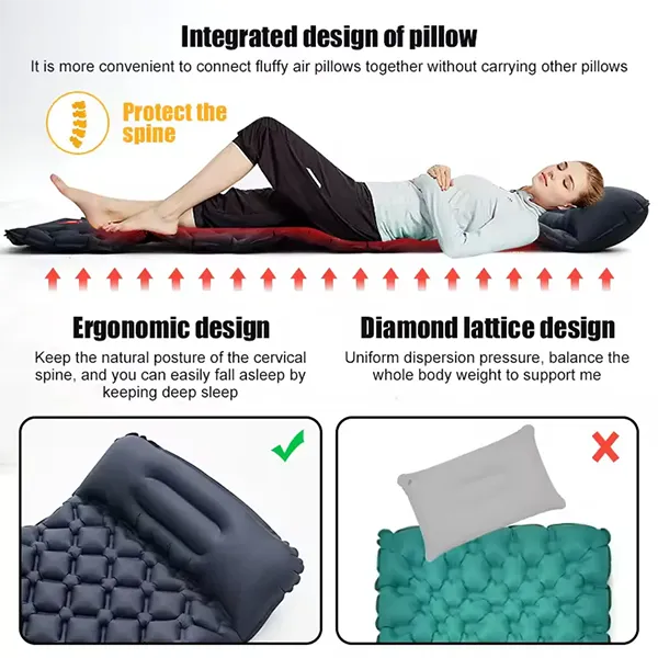 NoviPad M5 Inflatable Sleeping Pad with Pillow – Ultralight Camping Air Mattress