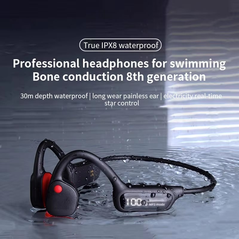 MinoMio Bone Conduction Swimming Headphones – IPX8 Waterproof, 32GB MP3, Bluetooth 5.3 for Swimming & Running