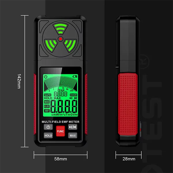 PoriEMF 3-in-1 EMF Detector – Rechargeable Electromagnetic Field Radiation Meter with LCD Display for Home & Office