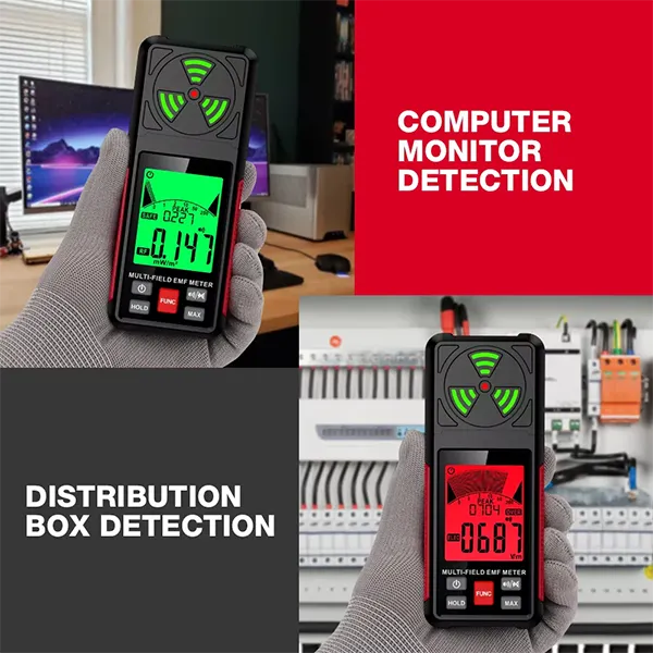 PoriEMF 3-in-1 EMF Detector – Rechargeable Electromagnetic Field Radiation Meter with LCD Display for Home & Office