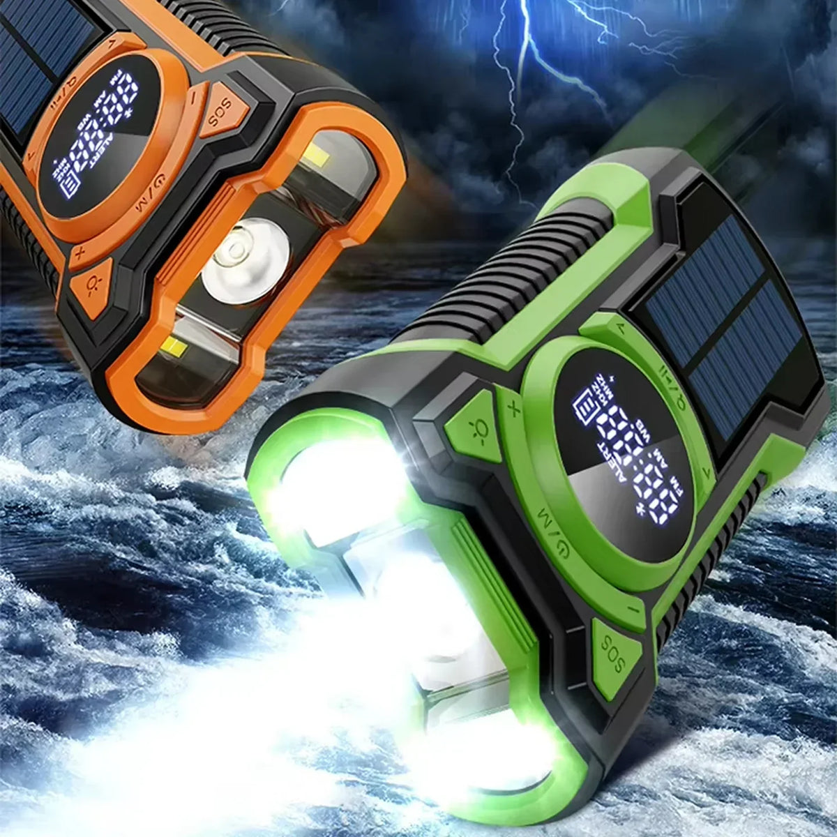 DalyRad Emergency Radio – 5000mAh Power Bank, Solar & Hand Crank, AM/FM, SOS Alert & 3-Mode Flashlight